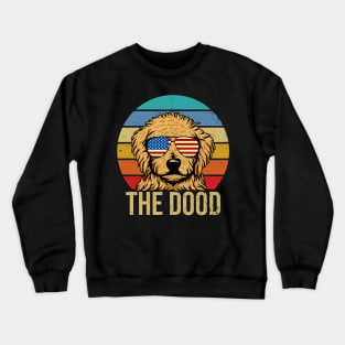 Vintage Goldendoodle The Dood American Flag Glasses Crewneck Sweatshirt